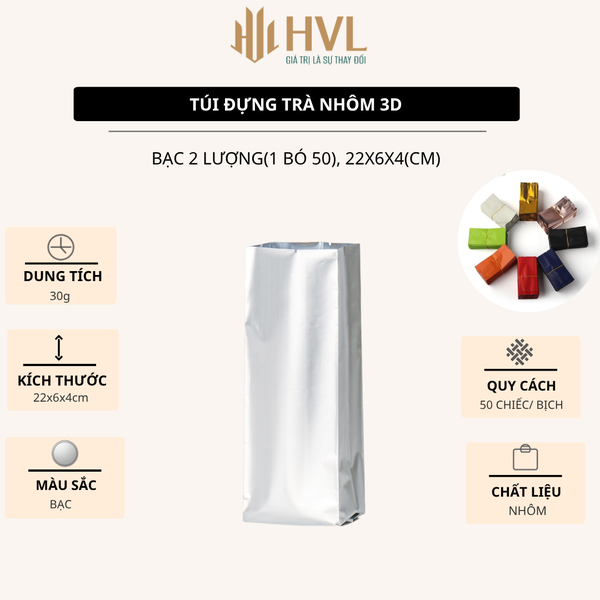 Túi nhôm 3D đựng trà, túi hút chân không niêm phong