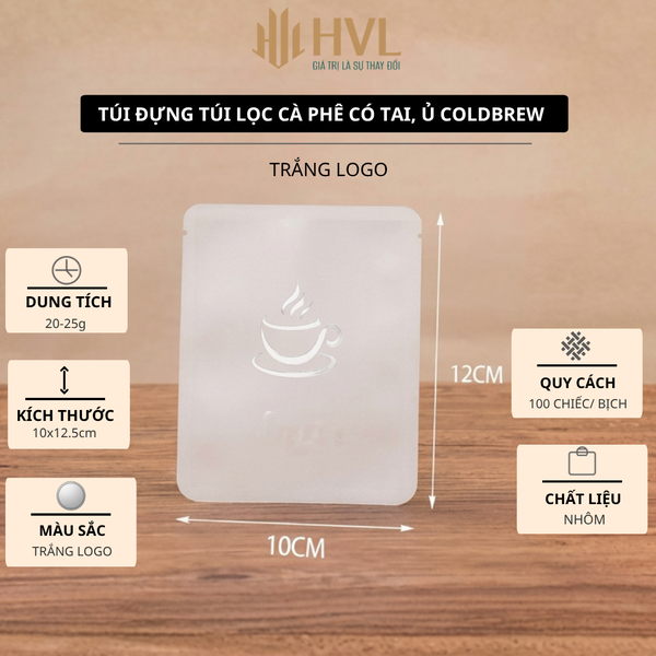Túi đựng cà phê bằng nhôm, hàn nhiệt, có mép xé  - HVL TEA
