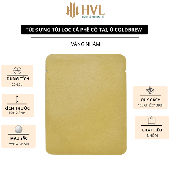 Túi đựng cà phê bằng nhôm, hàn nhiệt, có mép xé  - HVL TEA