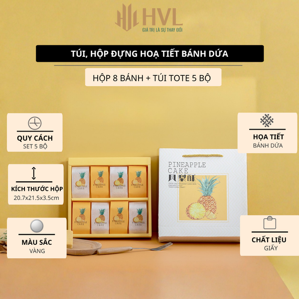 Túi, hộp đựng hoạ tiết bánh dứa