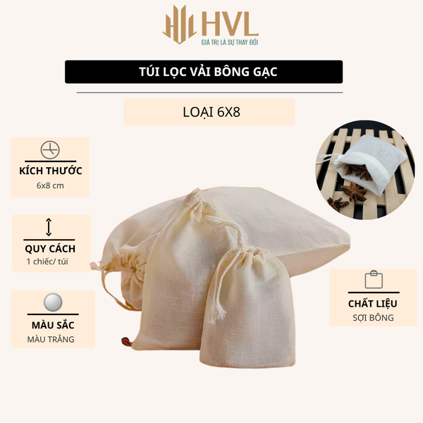 Túi lọc vải bông gạc TLC1, nhiều kích thước