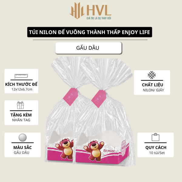 Túi nilon đế vuông thành thấp Enjoy Life 12x12x6.7 cm