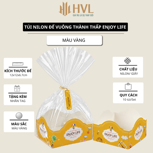Túi nilon đế vuông thành thấp Enjoy Life 12x12x6.7 cm