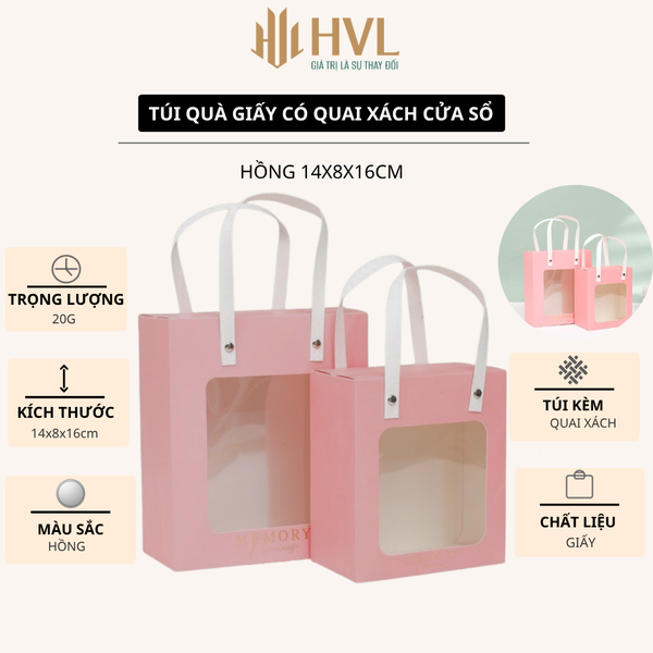 Túi quà giấy có quai xách cửa sổ