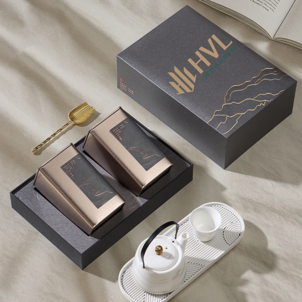 Bộ Hộp Trà Thiếc Mạch Vàng - Quà Tặng Trà Cao Cấp Sang Trọng