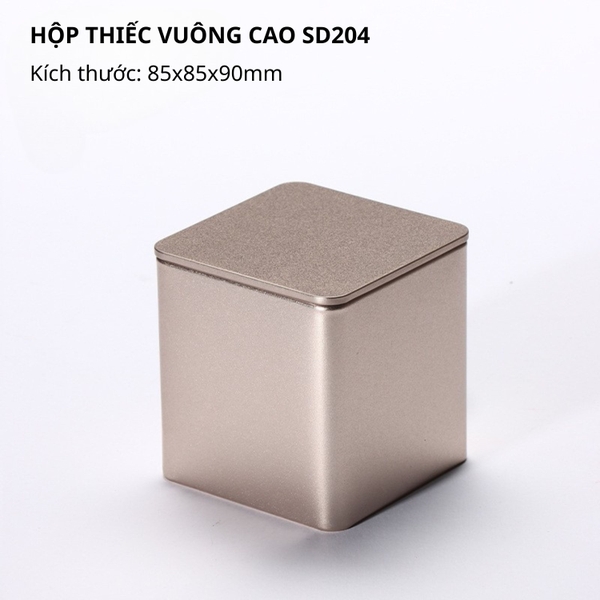 Hộp Đựng Trà Vuông Ánh Nhũ Cao Cấp HVL - Hũ Thiếc Sang Trọng 2026