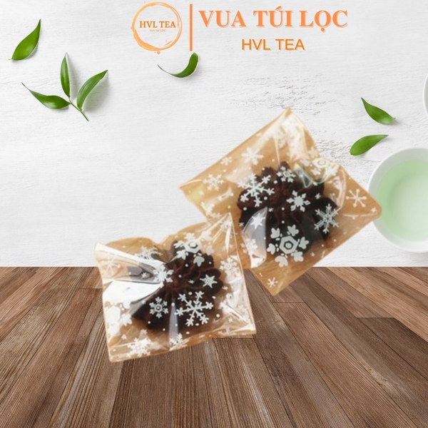 Túi đựng trà, bánh kẹo dán miệng họa tiết Bông Tuyết (100c/1sp), BBDM04 - VUA BAO BI