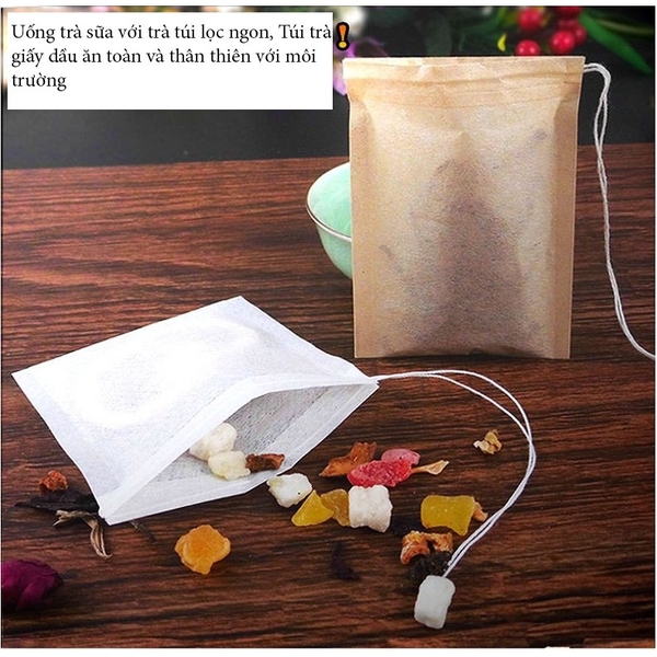 Combo 100 Túi lọc trà, thảo dược, cà phê bằng giấy có dây - HVL