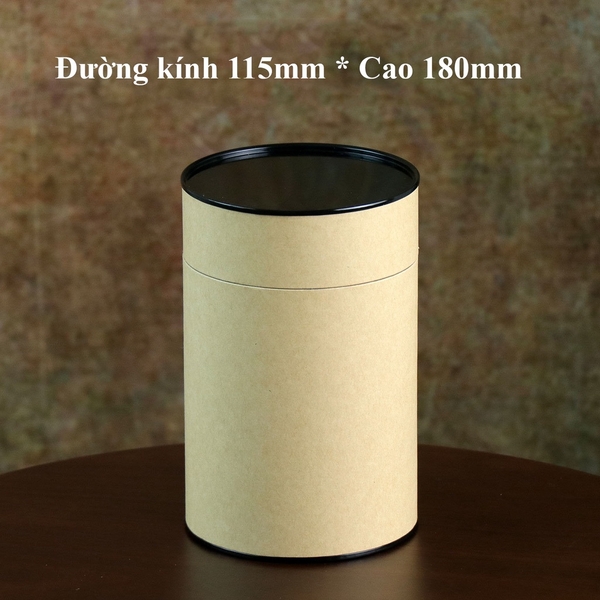 Hộp đựng trà, các loại hạt, đồ khô bằng giấy kraft nắp đen - HVL TEA