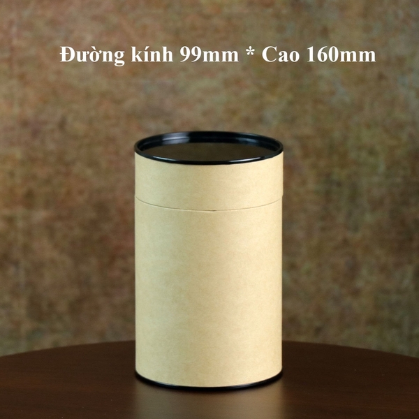 Hộp đựng trà, các loại hạt, đồ khô bằng giấy kraft nắp đen - HVL TEA