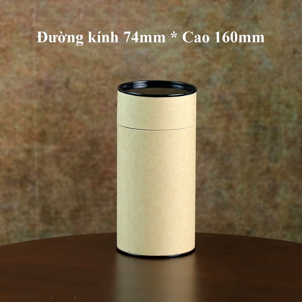 Hộp đựng trà, các loại hạt, đồ khô bằng giấy kraft nắp đen - HVL TEA