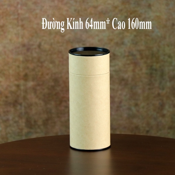 Hộp đựng trà, các loại hạt, đồ khô bằng giấy kraft nắp đen - HVL TEA