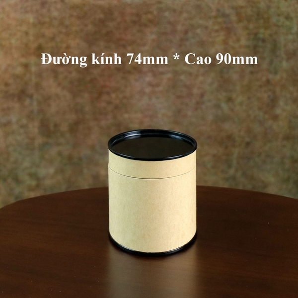 Hộp đựng trà, các loại hạt, đồ khô bằng giấy kraft nắp đen - HVL TEA