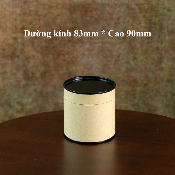 Hộp đựng trà, các loại hạt, đồ khô bằng giấy kraft nắp đen - HVL TEA