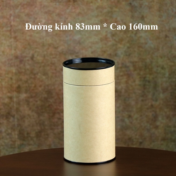 Hộp đựng trà, các loại hạt, đồ khô bằng giấy kraft nắp đen - HVL TEA