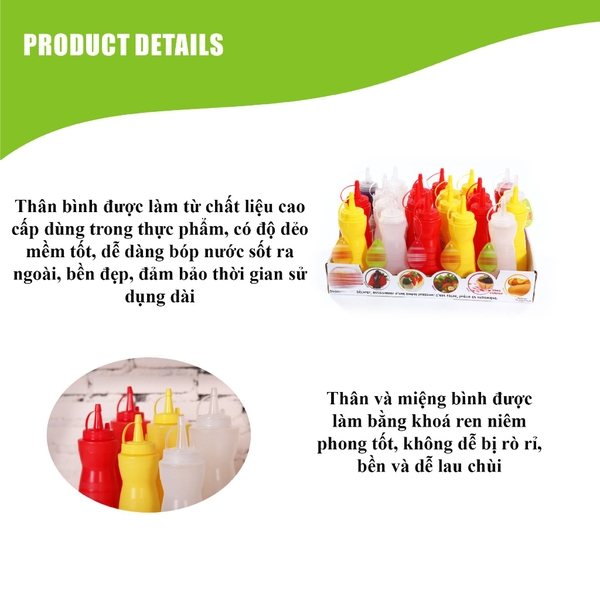 Chai bóp nước sốt thực phẩm cấp nhà bếp, đựng gia vị, sốt, hình hồ lô - HVL TEA