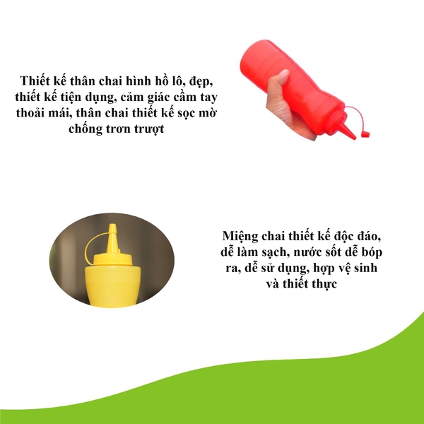 Chai bóp nước sốt thực phẩm cấp nhà bếp, đựng gia vị, sốt, hình hồ lô - HVL TEA