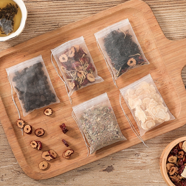 Combo 50 Túi Lọc Trà, Thảo Dược Có Dây Rút Chất Liệu Lưới An Toàn Nhiệt Độ Cao - HVL