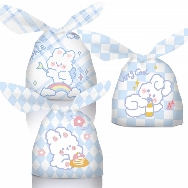 Túi đựng bánh kẹo tai thỏ có nhiều họa tiết dễ thương 14*23*3 - KING OF OPP