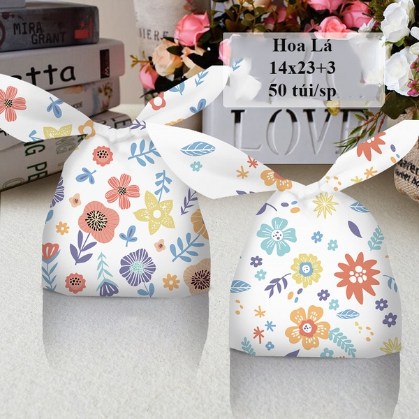 Túi đựng bánh kẹo tai thỏ có nhiều họa tiết dễ thương 14*23*3 - KING OF OPP