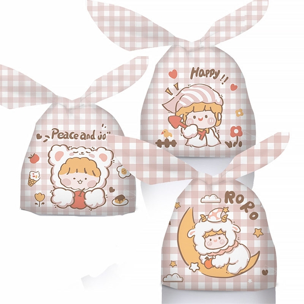 Túi đựng bánh kẹo tai thỏ có nhiều họa tiết dễ thương 14*23*3 - KING OF OPP