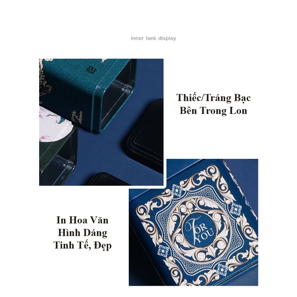 Hộp đựng trà thiếc vuông hoạ tiết 70x88mm - HVL TEA