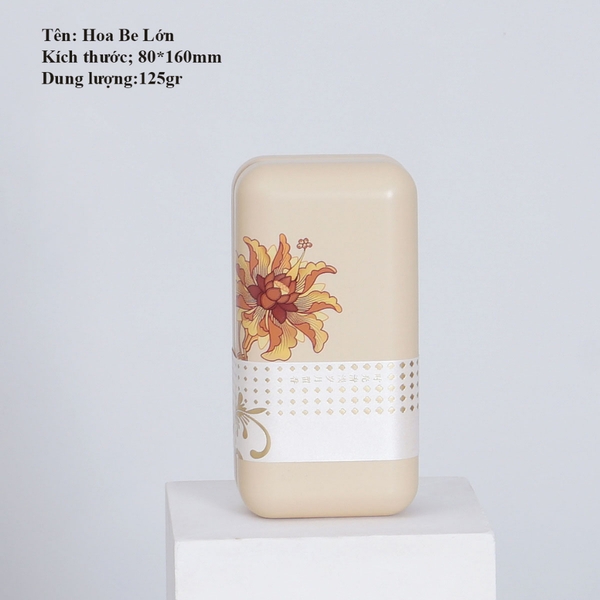 Hộp thiếc đựng trà cạnh tròn hoạ tiết hoa - HVL TEA