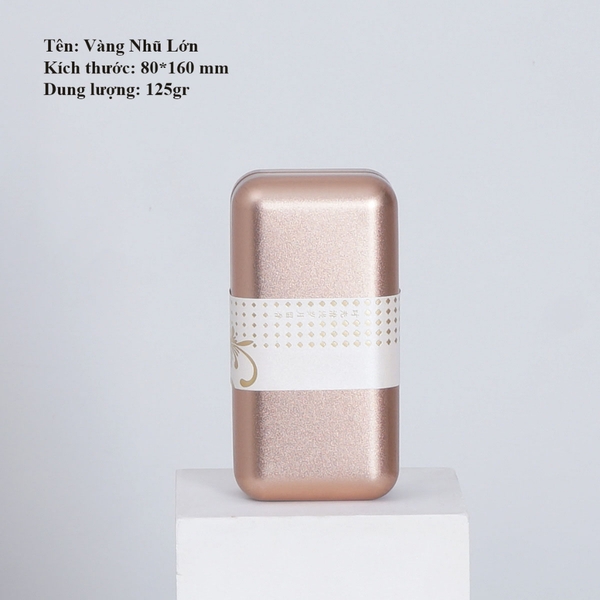 Hộp thiếc đựng trà cạnh tròn hoạ tiết hoa - HVL TEA