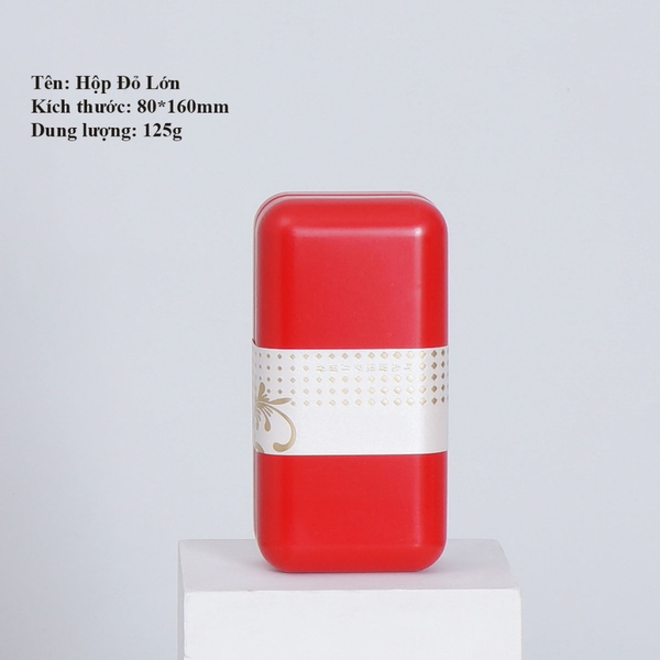 Hộp thiếc đựng trà cạnh tròn hoạ tiết hoa - HVL TEA