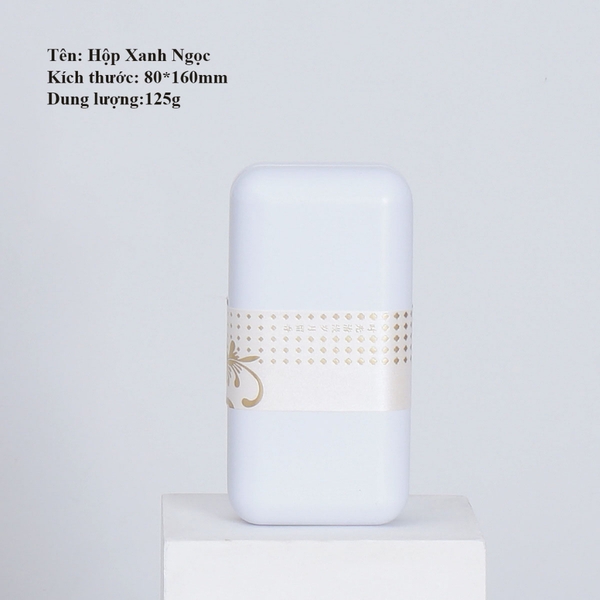 Hộp thiếc đựng trà cạnh tròn hoạ tiết hoa - HVL TEA