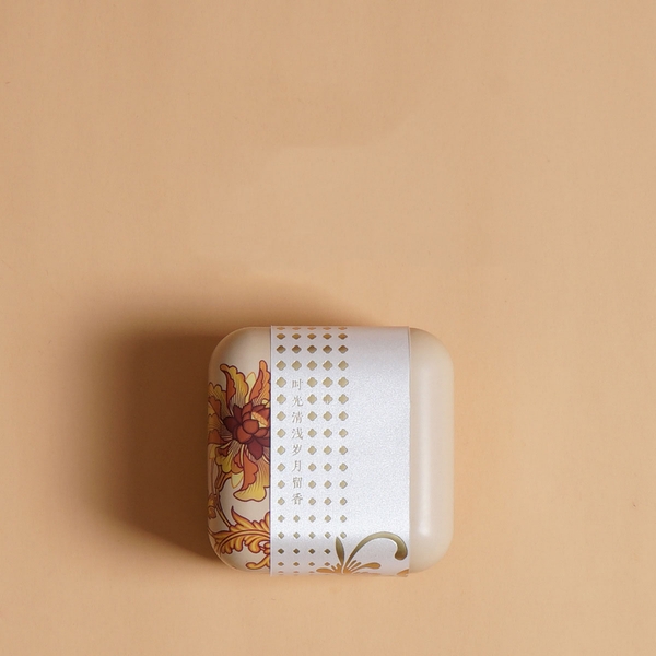 Hộp thiếc đựng trà cạnh tròn hoạ tiết hoa - HVL TEA