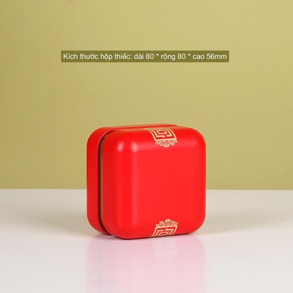 Hộp thiếc đựng trà cạnh tròn hoạ tiết hoa - HVL TEA