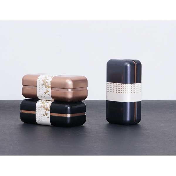 Hộp thiếc đựng trà cạnh tròn hoạ tiết hoa - HVL TEA