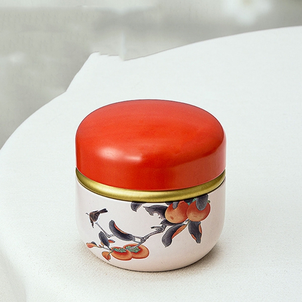 Hộp thiếc đựng trà, quà bánh kẹo, hình cầu, phong cách nhật bản họa tiết đa sắc - HVL TEA