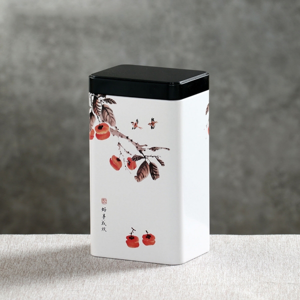 Hộp Thiếc Đựng Trà Hình Chữ Nhật Họa Tiết Hoa - HVL TEA Cao Cấp