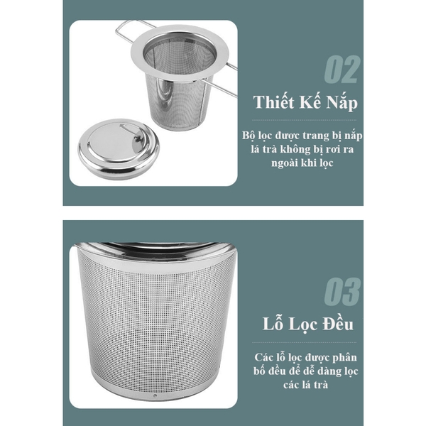 Dụng cụ lọc trà inox có tai cao cấp - HVL