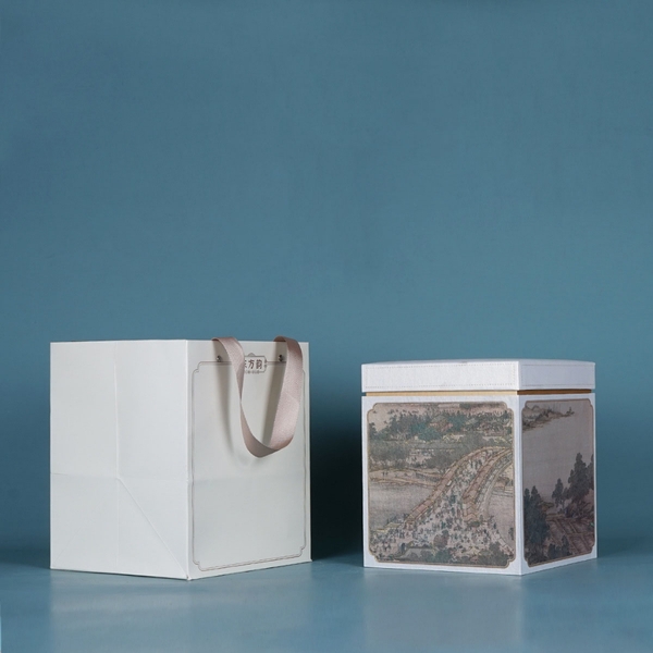 Hộp đựng trà giấy vuông kèm túi hoạ tiết thời cổ đại - HVL TEA