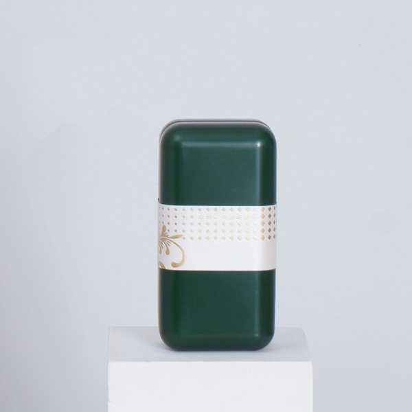 Hộp thiếc đựng trà cạnh tròn hoạ tiết hoa - HVL TEA