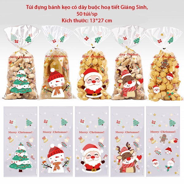 Túi đựng bánh kẹo, bao bì trang trí quà tặng, 100 túi/sp,  kích thước 13*21*4.5 - VUA BAO BÌ