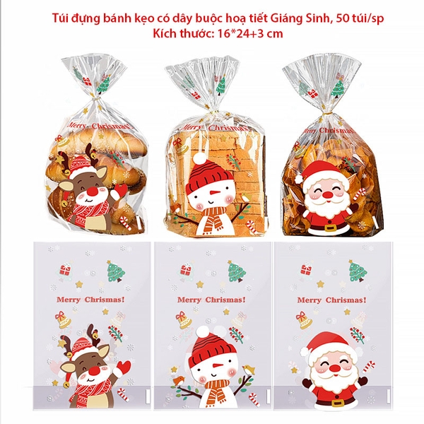 Túi đựng bánh kẹo, bao bì trang trí quà tặng, 100 túi/sp,  kích thước 13*21*4.5 - VUA BAO BÌ