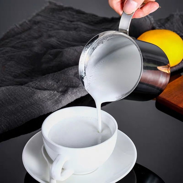 Ca đánh sữa tạo bọt inox 2 lớp có nắp cao cấp 400ml - 800ml - HVL TEA