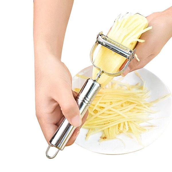 Nạo củ quả inox đa năng 2 in 1 chống han gỉ. Kết hợp bào sợi rau củ nhanh chóng - HVL TEA