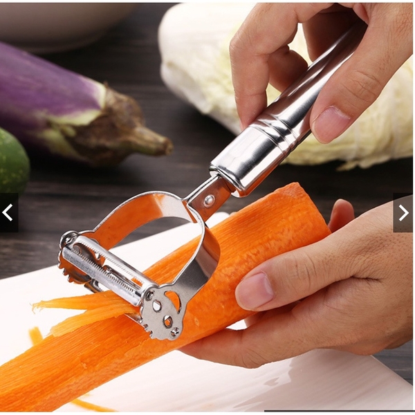 Nạo củ quả inox đa năng 2 in 1 chống han gỉ. Kết hợp bào sợi rau củ nhanh chóng - HVL TEA