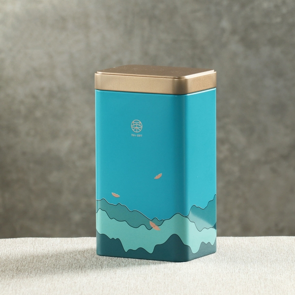 Hộp Thiếc Đựng Trà Hình Chữ Nhật Họa Tiết Hoa - HVL TEA Cao Cấp