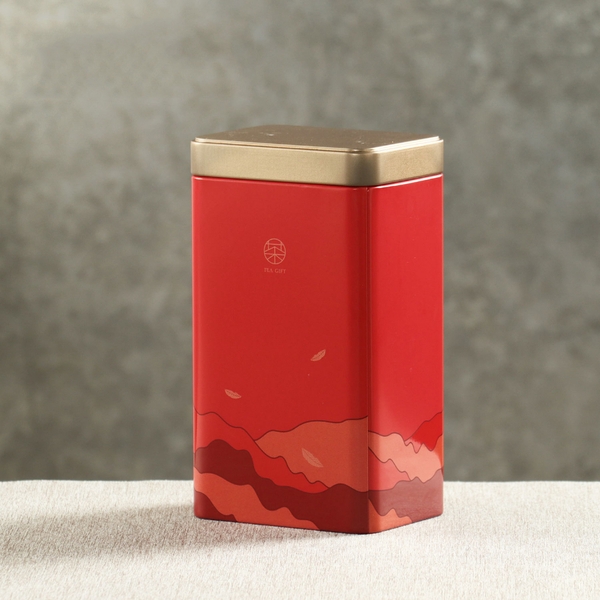 Hộp Thiếc Đựng Trà Hình Chữ Nhật Họa Tiết Hoa - HVL TEA Cao Cấp