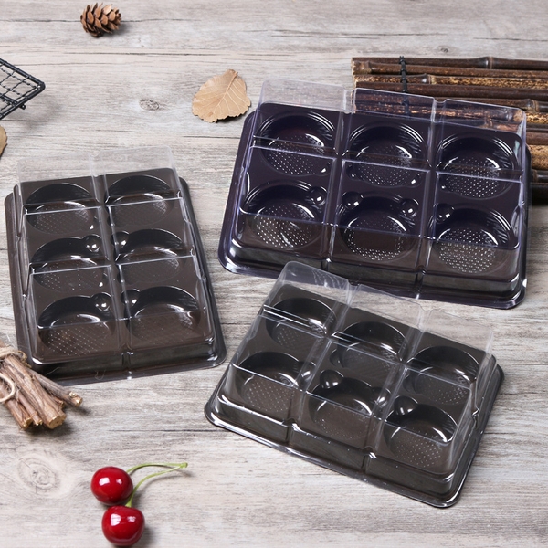 10 Hộp 6 bánh trứng, bánh trung thu, khay đựng bánh có nắp, đựng bánh hình tròn - VUA BAO BÌ