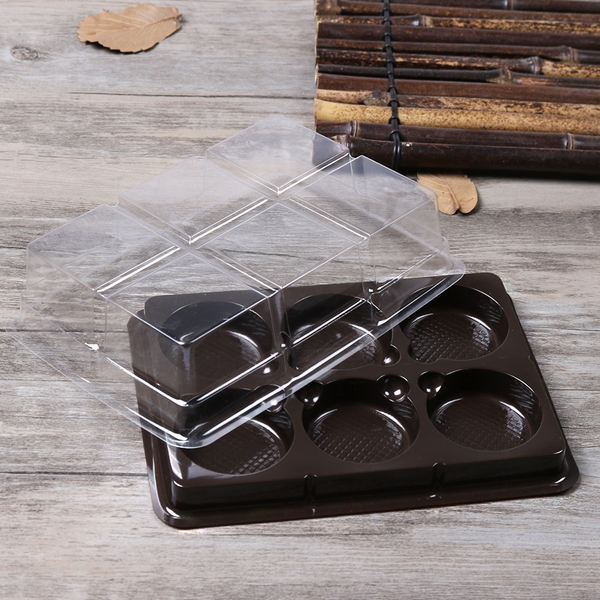 10 Hộp 6 bánh trứng, bánh trung thu, khay đựng bánh có nắp, đựng bánh hình tròn - VUA BAO BÌ