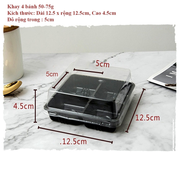 10 Hộp 6 bánh trứng, bánh trung thu, khay đựng bánh có nắp, đựng bánh hình tròn - VUA BAO BÌ