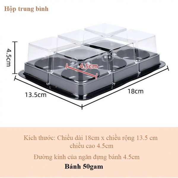 10 Hộp 6 bánh trứng, bánh trung thu, khay đựng bánh có nắp, đựng bánh hình tròn - VUA BAO BÌ