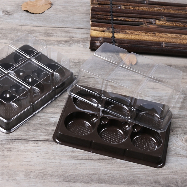 10 Hộp 6 bánh trứng, bánh trung thu, khay đựng bánh có nắp, đựng bánh hình tròn - VUA BAO BÌ